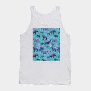 Sweet Elephants in Bright Teal, Pink and Purple Tank Top